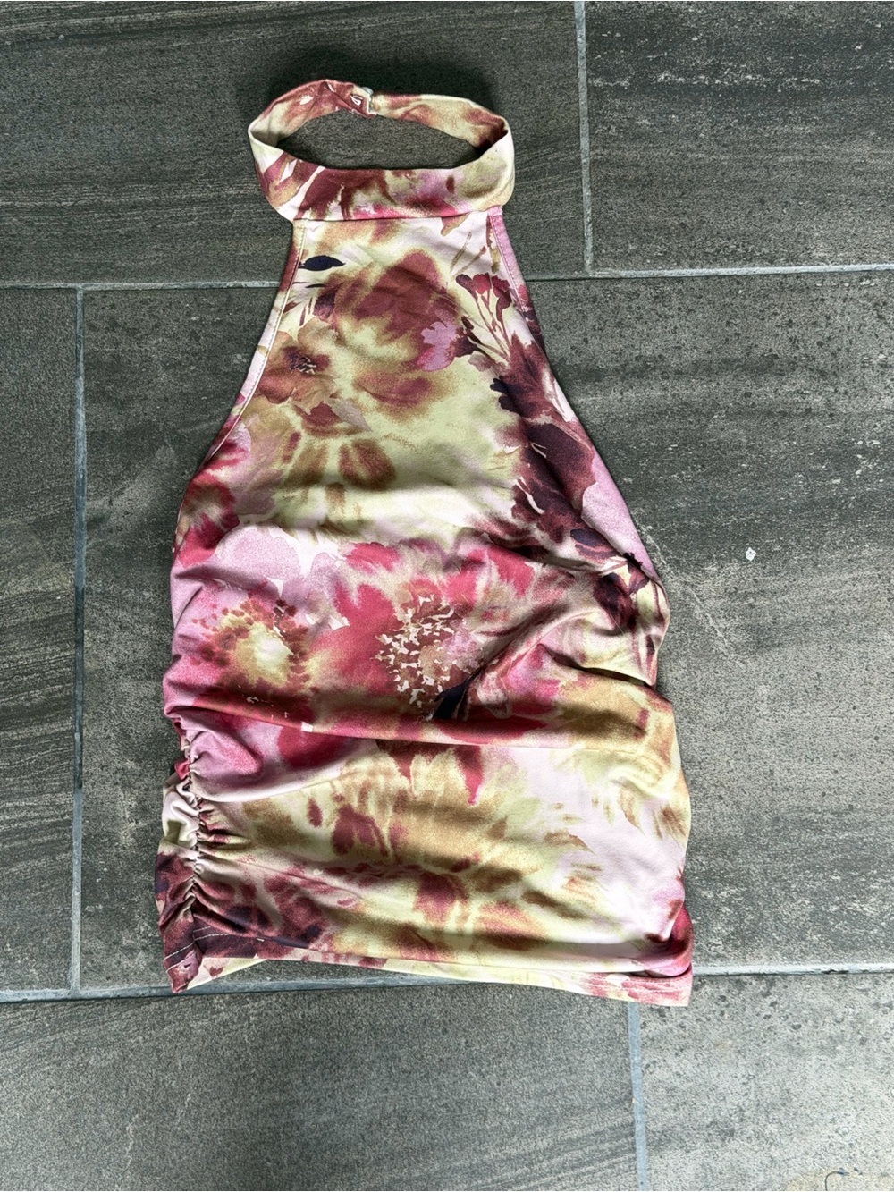 Floral Halter Top in Pink and Green